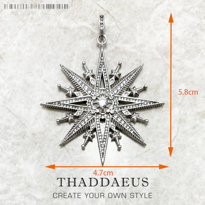 Pendentif soleil étoile CZ pavé été hiver nouveau 925 en argent Sterling bijoux fins Style européen accessoires cadeau pour hommes femme