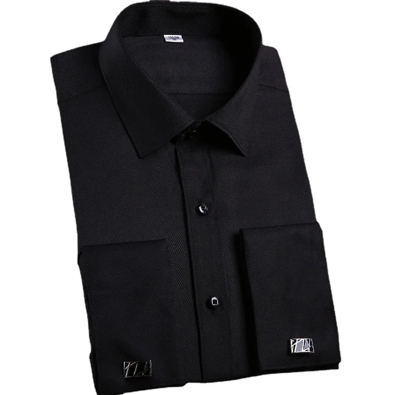 Chemise de Smoking à Manches sulfpour Homme, Tenue Décontractée, Coupe Cintrée, Couleur Unie, Document Français, Qualité
