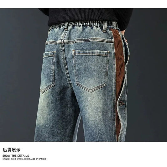 Salopette décontractée Abu-Fit pour hommes, pantalons orteils, beaux jeans assortis, vêtements de printemps et d'automne, marque de mode, haute qualité