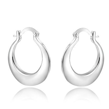Boucles d'oreilles créoles géométriques simples en argent regardé 925 pour femmes, boucles d'oreilles cercle losange, bijoux de déclaration de mariage, mode