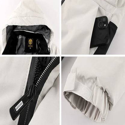 Parkas de ski de montagne pour hommes, coupe-vent thermique, veste à capuche, coton chaud, rembourré, mode randonnée, hiver