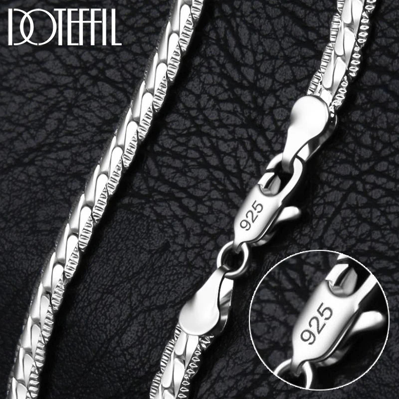 DOTEFFIL 925 argent Sterling 8/16/18/20/22/24 pouces 6mm chaîne latérale collier Bracelet pour femme hommes mode charme bijoux de mariage