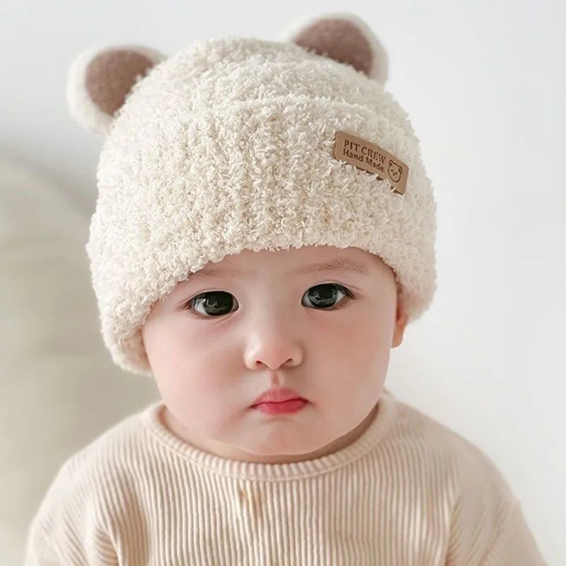 Bonnets de protection des oreilles pour bébés garçons et filles, chapeaux pour tout-petits, bonnet chaud pour bébé, chapeaux en laine douce pour enfants, mignons, hiver