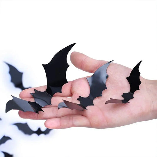 Décorations de chauves-souris d'Halloween, chauve-souris en PVC 3D sur le mur, autocollants muraux de chauves-souris noires, accessoires effrayants d'Halloween