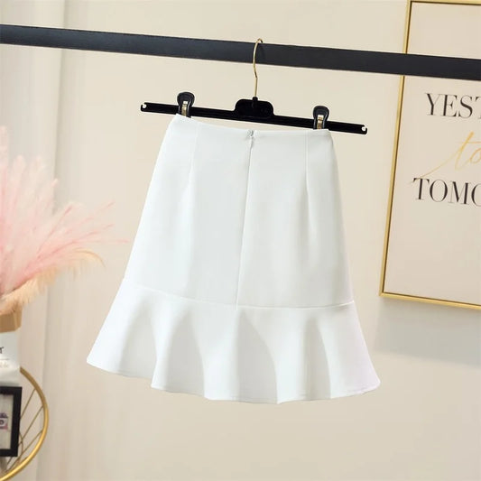 Mini jupes d'été à volants pour femmes, design trapèze, uni, compromis, streetwear, simple, 3 couleurs, assressenti, basique, femme