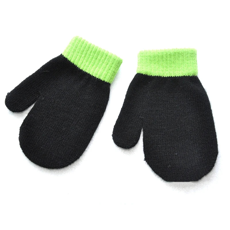 Gants d'hiver chauds pour bébés de 1 à 4 ans, mitaines tricotées en Patchwork, gants à doigts complets pour étudiants de la maternelle