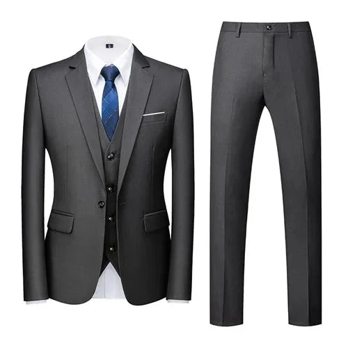 Costume vert clair pour Homme, 3 pièces (veste + pantalon + gilet), noir, gris, rouge, Terno Masculino, mode Slim, taille asiatique M-6XL