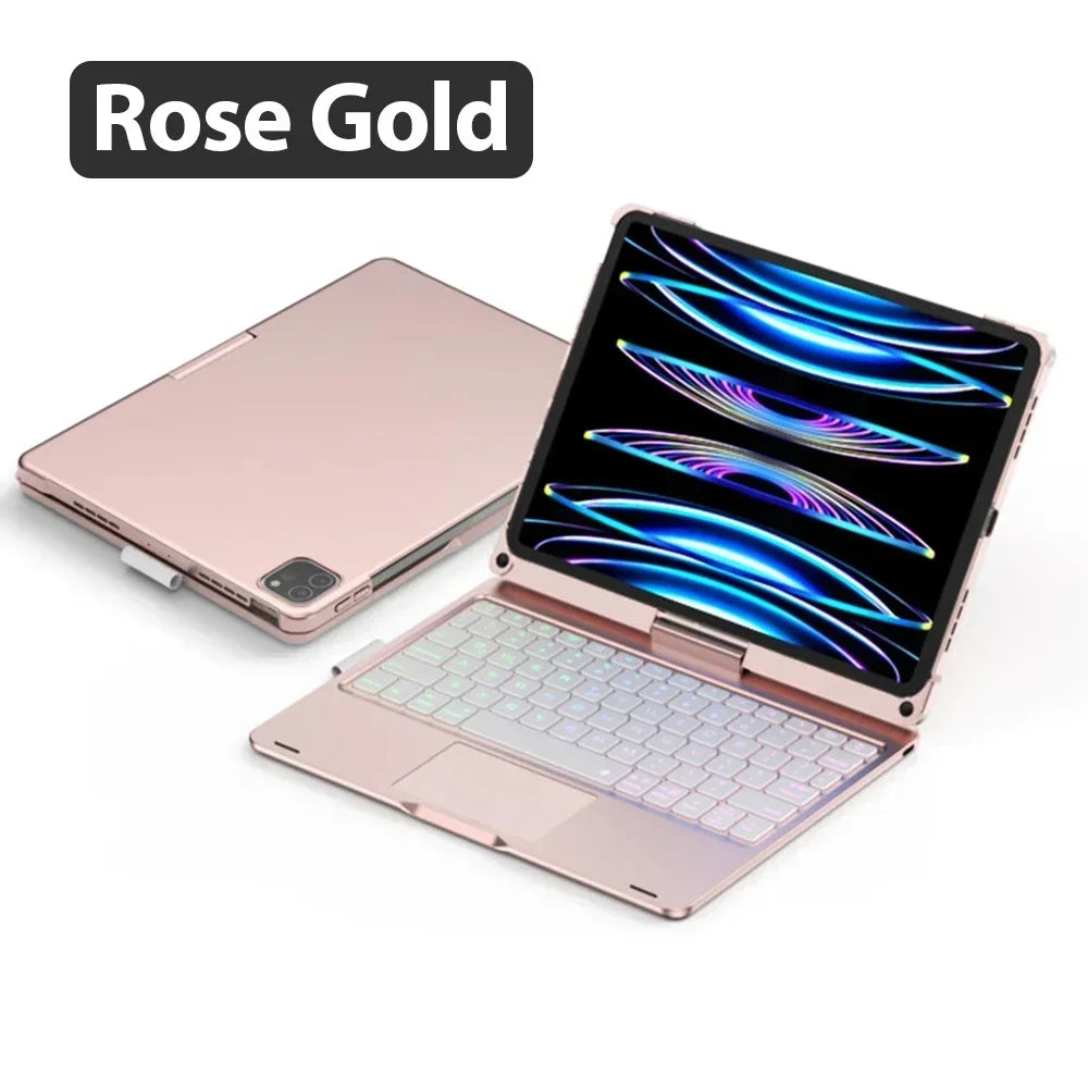 Étui pour clavier magique rétroéclairé rotatif à 360 degrés, pour iPad Air11 13 2024 M2 Pro 11 12.9 10.5 10.2 7/8/9th10th, housse pour iPad pour Air 4 5 Funda