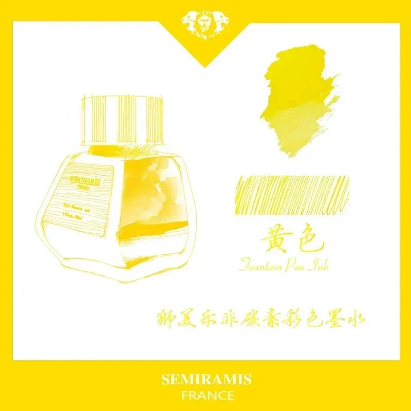 SEMIRAMIS 25 couleurs 30 ml  encre stylo plume sans carbone