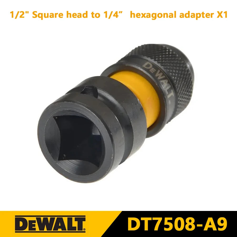 DEWALT adaptateur de clé à chocs DT7508-QZ 1/4 "hex à 1/2" accessoires d'outils carrés jeu de clés à cliquet convertisseur d'entraînement DT7508-A9