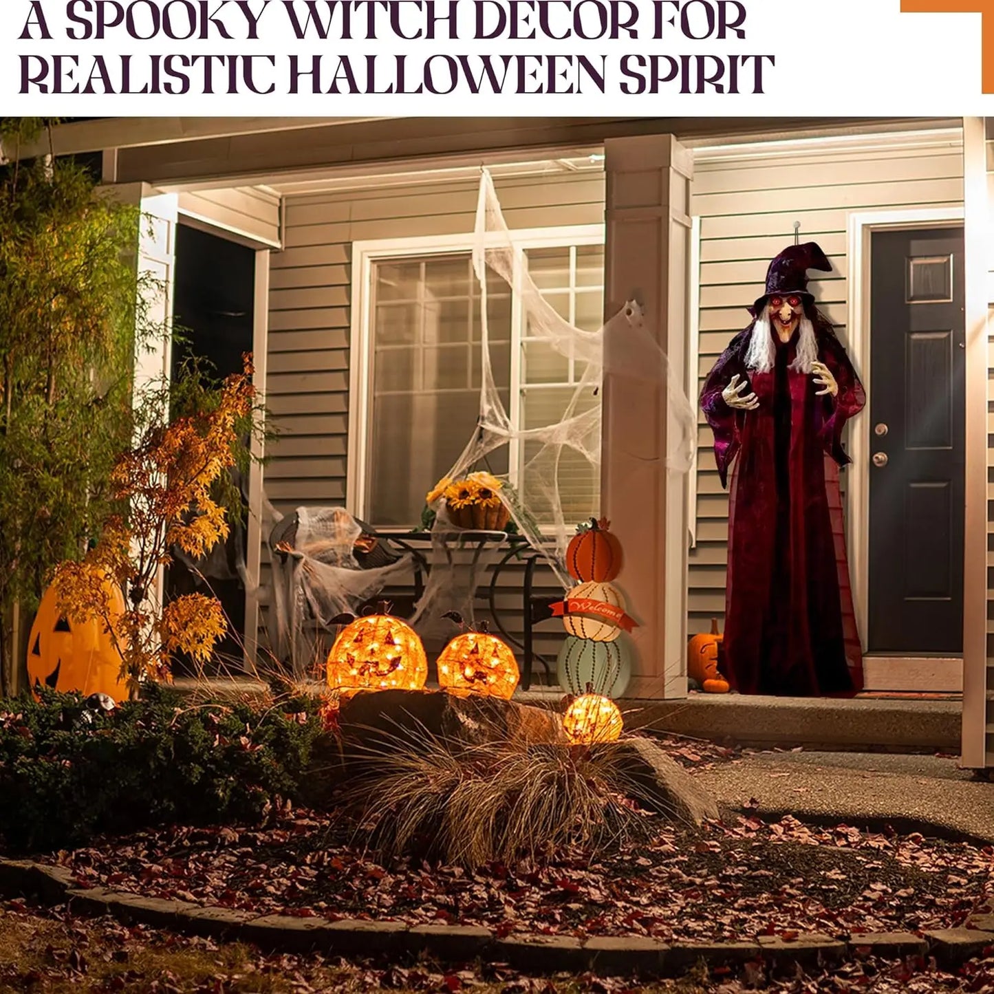 Sorcière lumineuse activée par le son d'halloween, fantôme suspendu, accessoires effrayants pour maison hantée, Bar, salle secrète, cour extérieure, fête dans le jardin