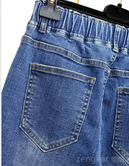 Jean Extensible Extra-Large pour Fille et Femme, Pantalon en Denim Ample et Fin, Nouvelle Collection, 6XL, 5XL