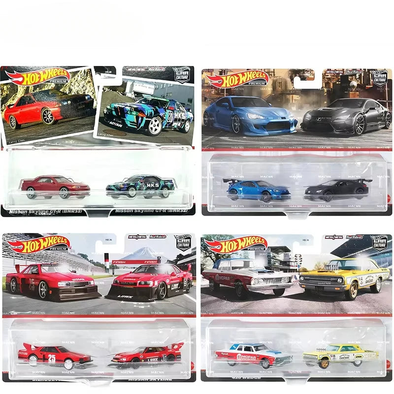 Hot Wheels-Ensemble de deux véhicules de culture de voiture Premium, Nissan, Chevrolet, Subaru, Iron Astronomical, Jouets pour enfants, Modèles pour garçons, Collection d'origine
