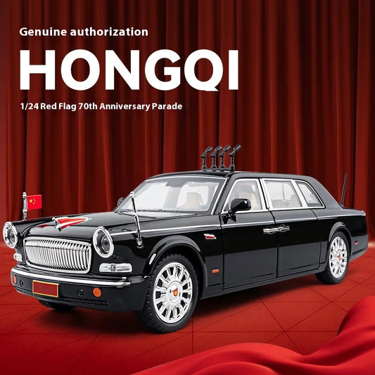 1:24 HONGQI L5 alliage Limousine Luxy voiture moulé sous pression modèle 70th anniversaire défilé voiture recueillir affichage ornement cadeau pour garçons enfant jouet