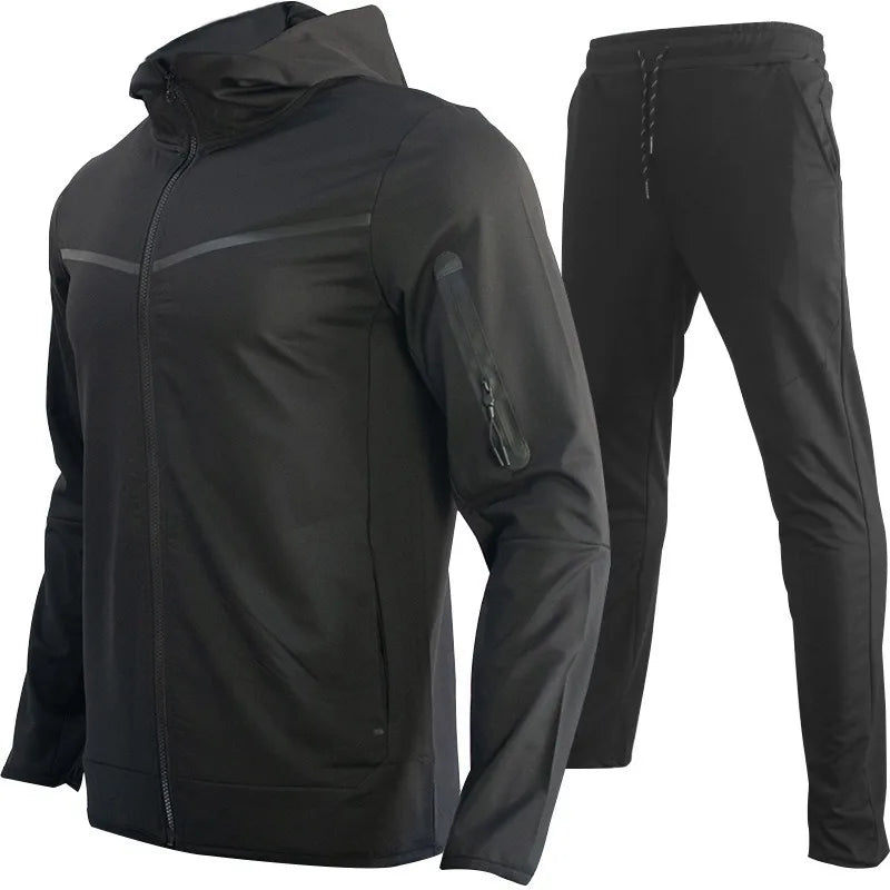 Manteau de sport pour hommes printemps et automne nouvelle taille européenne vêtements de sport pantalon à capuche ensemble décontracté survêtement hommes