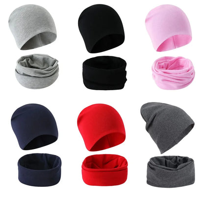 1-14Y automne hiver couleur unie doux chaud activités de plein air casquette écharpe pour filles et garçons infantile chapeaux ensemble enfants bonnets casquette