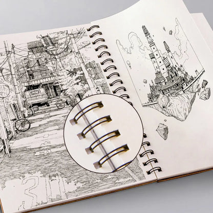 Carnet de croquis d'art en papier kraft, carnet à spirale, bloc-notes de dessin, journal Bullet, fournitures scolaires, 160101