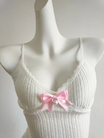 Camis mignon solide haut court femmes été nœud extensible hauts courts pour filles douces Kawaii vêtements