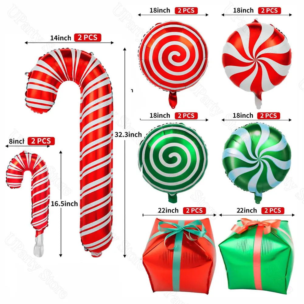 Guirxiété de Ballons de Bonbons de Noël, Cadeau, Elk, Canne Bonbon, Pain d'Épice, Homme, Père Noël, Utiliser un Arc, Décor de ix