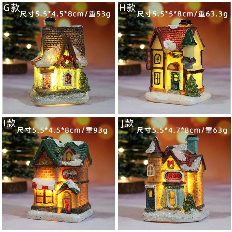 Nouvelles décorations de noël en résine, petite maison, Micro paysage, petits ornements, cadeaux de noël