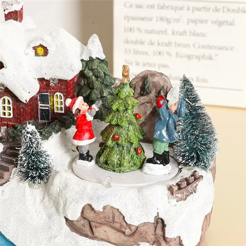 Statue de musique rotative de noël, décoration de maison, ornements de bureau, cadeaux de vacances 12k