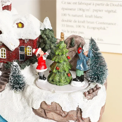 Statue de musique rotative de noël, décoration de maison, ornements de bureau, cadeaux de vacances 12k