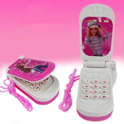Le téléphone portable jouet électronique pour filles est mignon, son et lumière, couverture rabattable classique, cadeau de vacances à collectionner et nostalgique