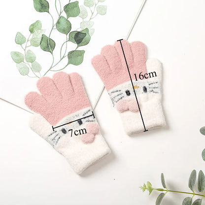 Gants d'hiver tricotés pour enfants de 3 à 10 ans, chauds et doux, en laine de lapin, dessins animés, gants pour enfants, doigt complet, mitaines pour bébés garçons et filles