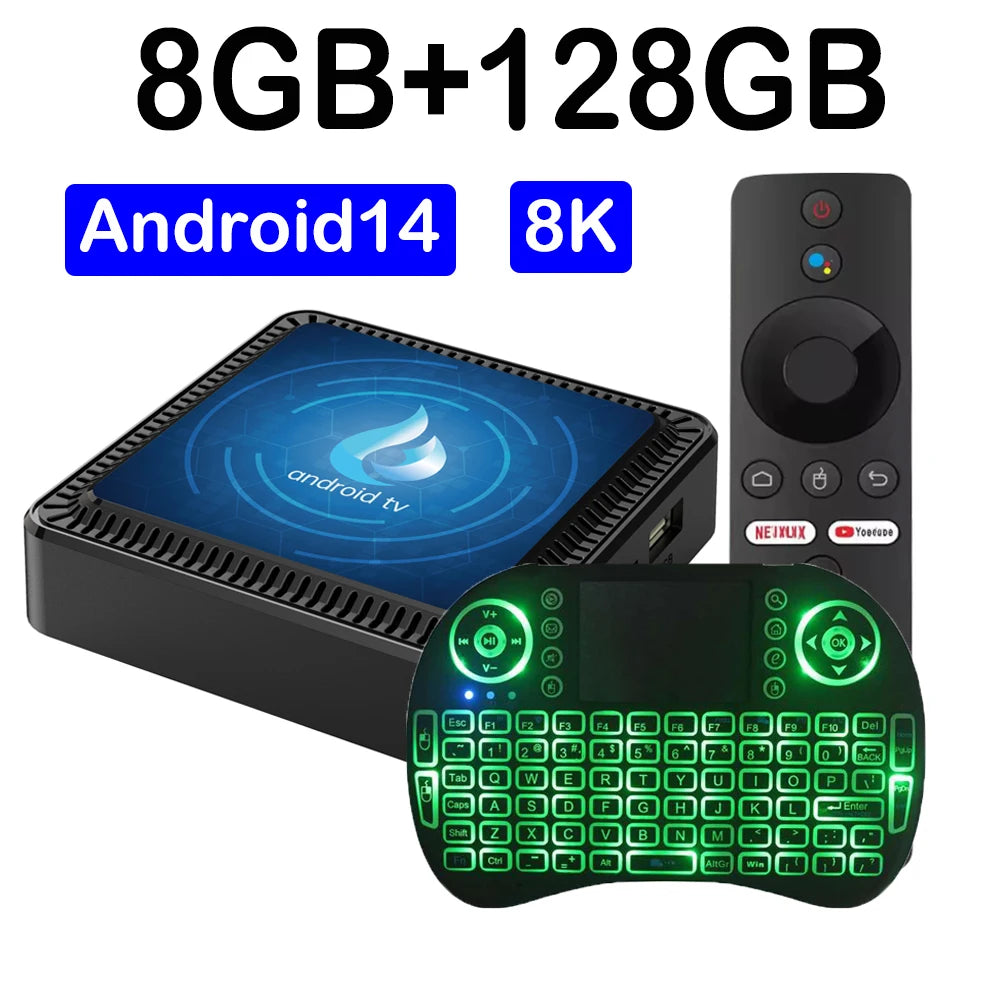 BLKJ - Boîtier TV intelligent mondial Android14 Wifi 5G Allwinner H313