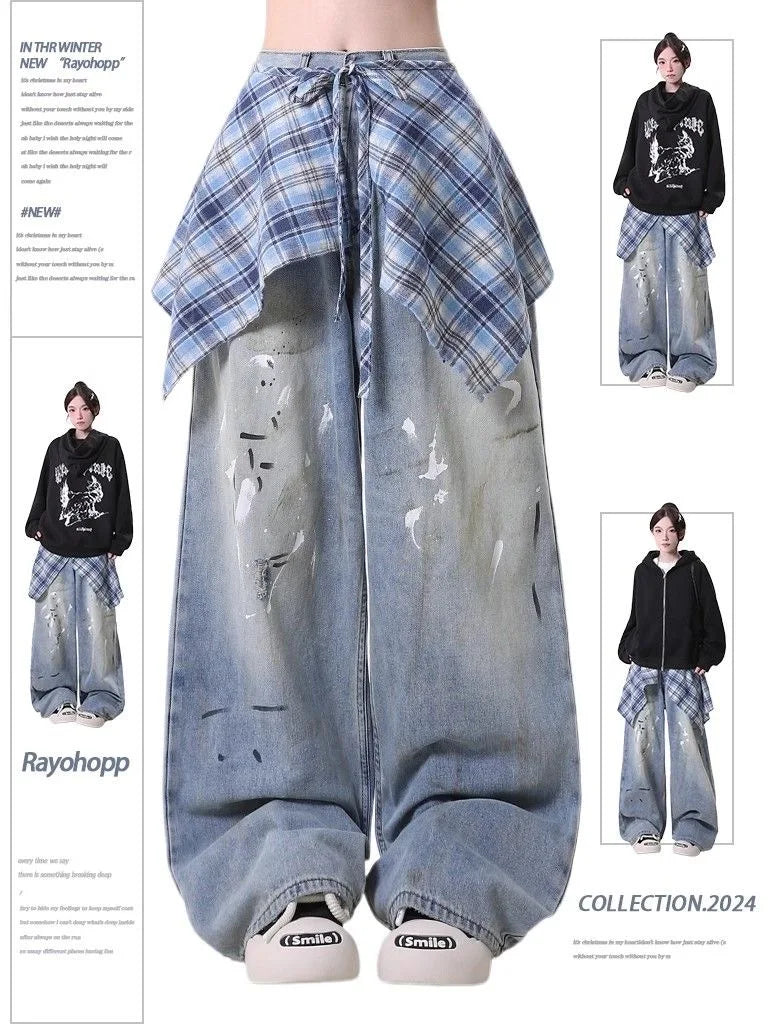 Pantalon de survêtement Hip-pop pour femmes, mode Harajuku Y2K, gothique, doux, jambes larges, Chic coréen, taille haute, ample, danse, 2025