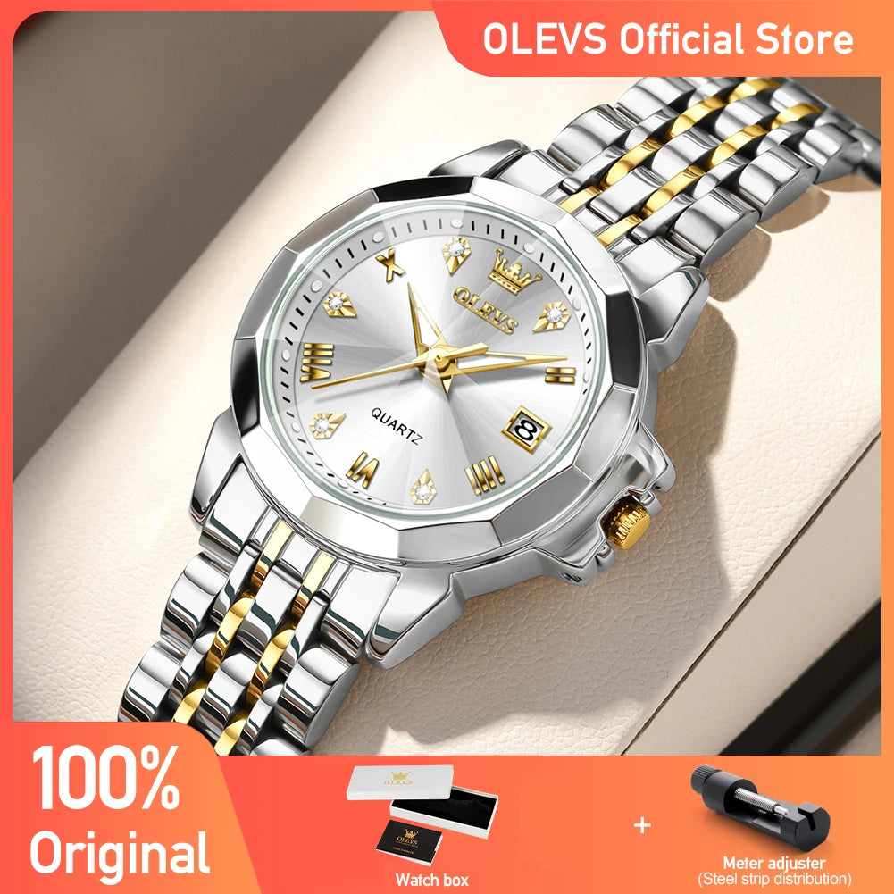 OLEVS 9931X femmes montres mode originale parfumé montre à Quartz étanche losange en acier inoxydable Date