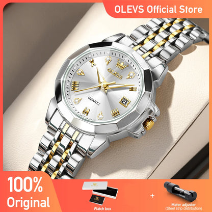OLEVS 9931X femmes montres mode originale parfumé montre à Quartz étanche losange en acier inoxydable Date