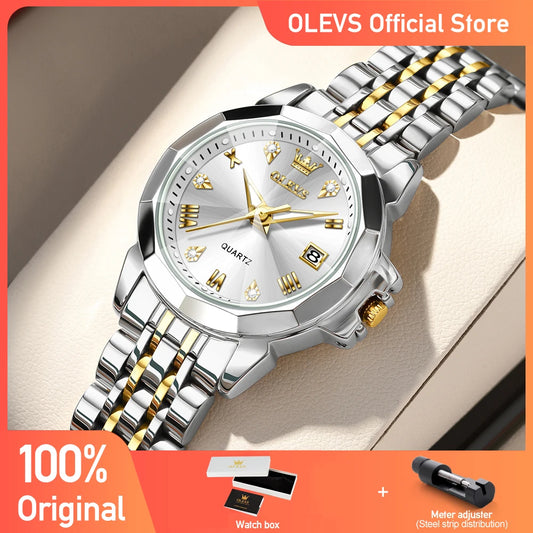 OLEVS 9931X femmes montres mode originale parfumé montre à Quartz étanche losange en acier inoxydable Date