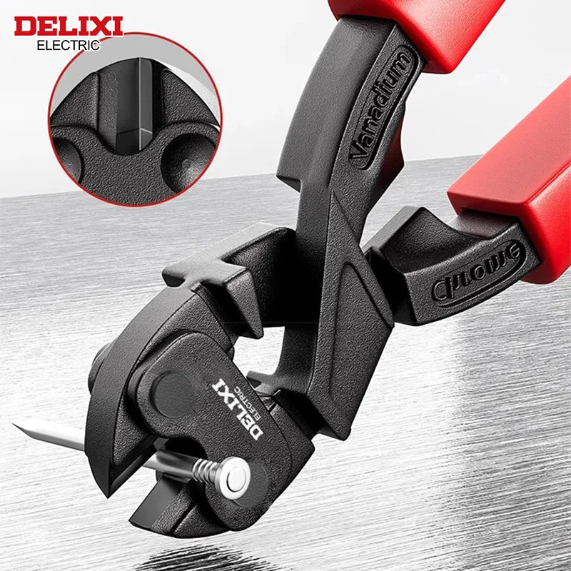 DELIXI – coupe-boulon électrique de marque 8/10 pouces, lame forgée CR-V, outil manuel de coupe avec poignée en caoutchouc, pour chaîne de coupe, fil, Rivets