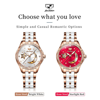 JSDUN-Montres mécaniques automatiques étanches pour femmes, modules en céramique, montre-bracelet de luxe pour dames, nouvelle mode originale