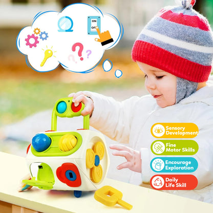 Cube occupé Montessori, jouets pour activités sensorielles pour tout-petits, planche occupée, apprentissage éducatif précoce, jouets de voyage, cadeau pour enfants