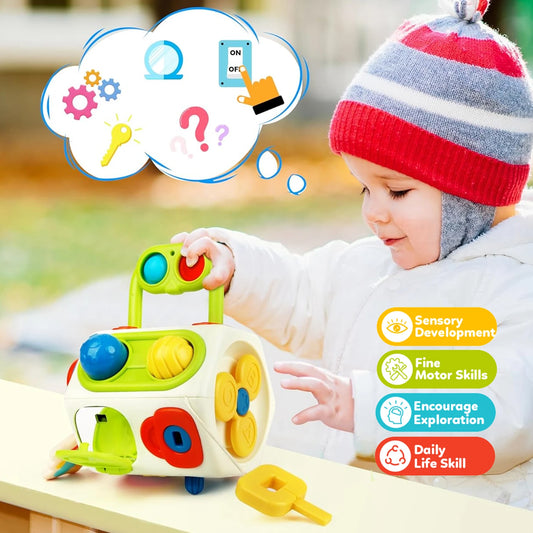 Cube occupé Montessori, jouets pour activités sensorielles pour tout-petits, planche occupée, apprentissage éducatif précoce, jouets de voyage, cadeau pour enfants