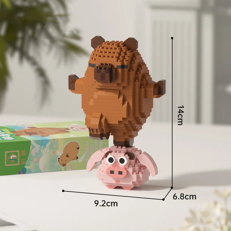 Jolis animaux de dessin animé nanobriques Capybara Micro bloc de diamant modèle de Construction briques de Construction jouets éducatifs pour enfants cadeau