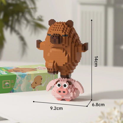 Jolis animaux de dessin animé nanobriques Capybara Micro bloc de diamant modèle de Construction briques de Construction jouets éducatifs pour enfants cadeau