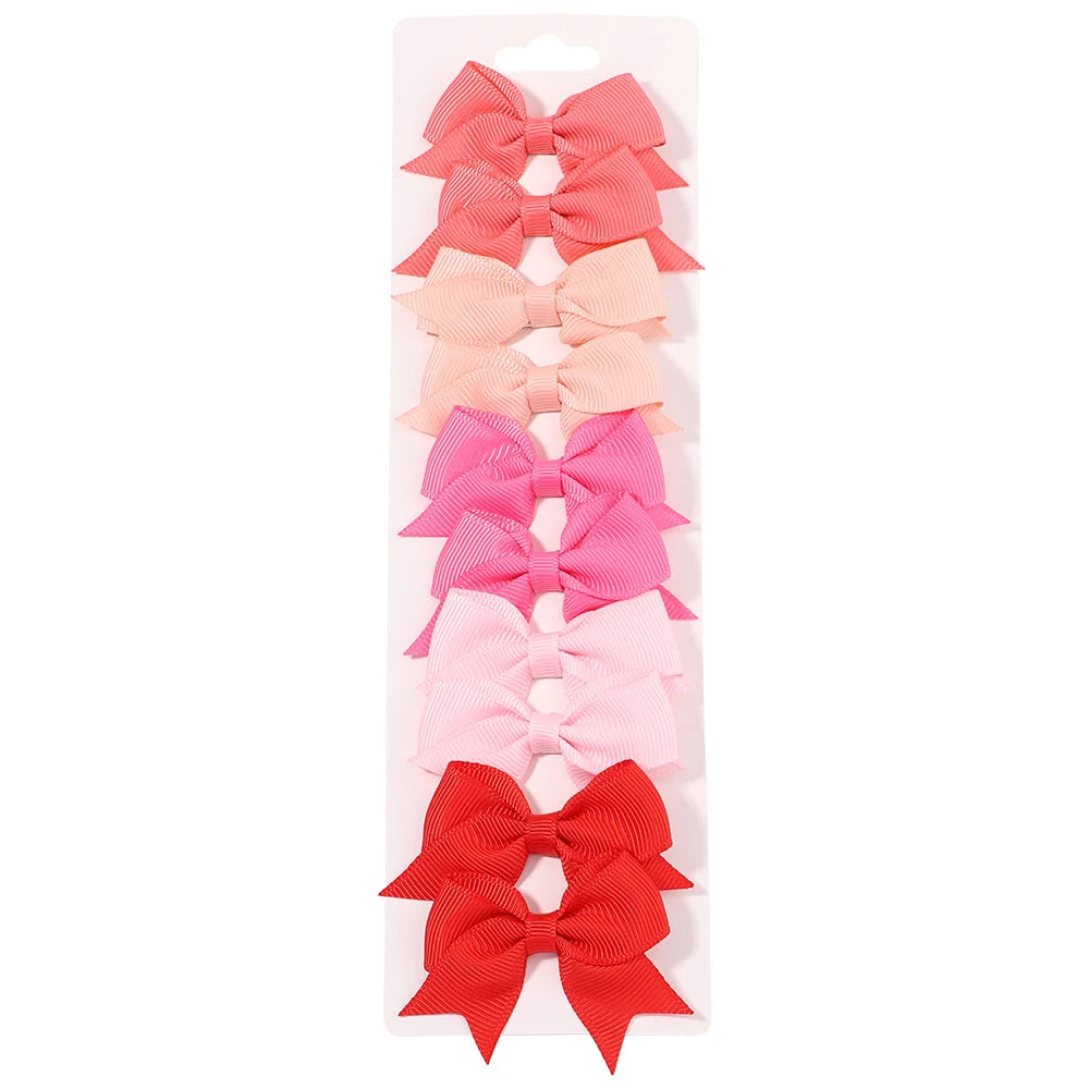 Pinces à cheveux avec nœuds pour enfants, couleur unie, pour bébés filles, ruban fait à la main, épingle à cheveux, Barrettes, accessoires pour cheveux du nouvel an, 10 pièces/ensemble
