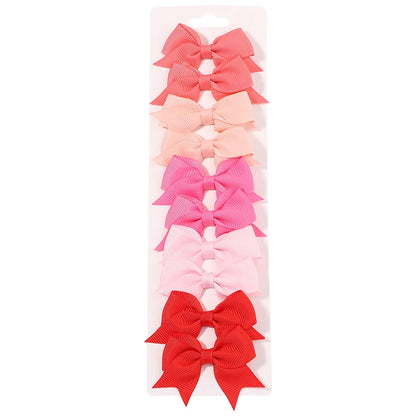 Pinces à cheveux avec nœuds pour enfants, couleur unie, pour bébés filles, ruban fait à la main, épingle à cheveux, Barrettes, accessoires pour cheveux du nouvel an, 10 pièces/ensemble