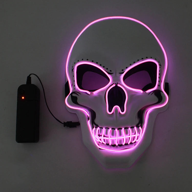 Masque de crâne d'horreur d'halloween, masque à lumière froide LED, masque de Cosplay, décoration de fête d'halloween, masques de crâne lumineux
