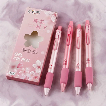 Stylo Gel 0.5mm, stylo à bille à encre de couleur noire, 4 pièces