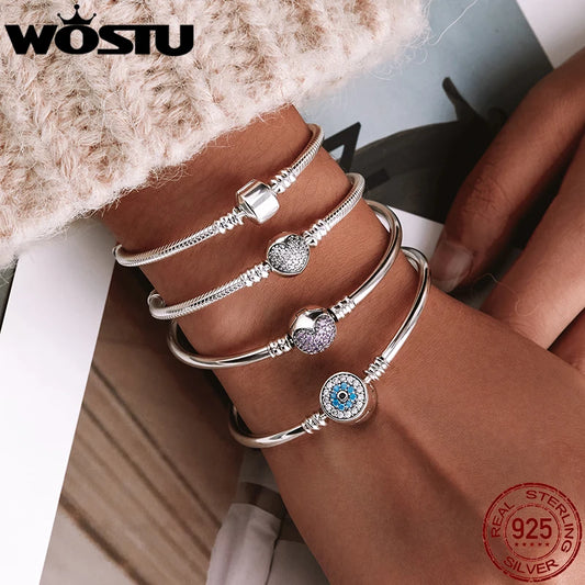 Luxe 100% argent Sterling 925 Original 3 Styles chaîne Bracelet Bracelet pour femmes ajustement bricolage breloque perle authentique bijoux fins cadeau