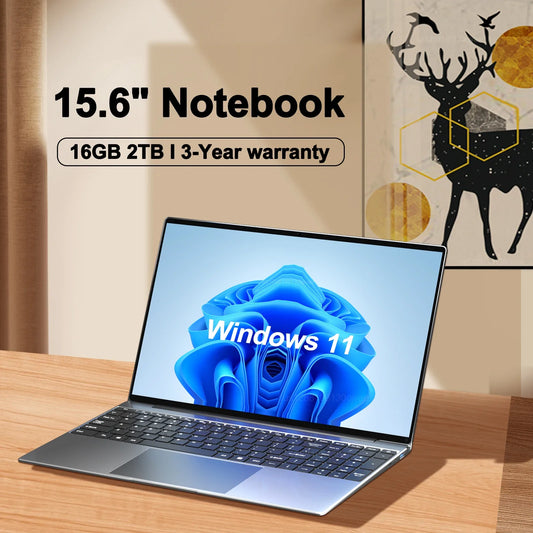 Ordinateur portable ultra fin de 15.6 pouces, 16 Go de RAM, Windows 11 Pro