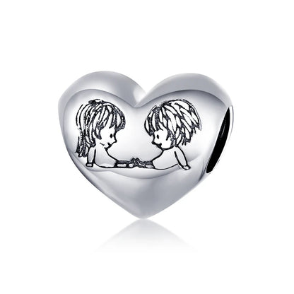 BISAER 925 en argent Sterling coeur série breloque perle coloré Zircon pendentif ajustement famille fête des mères anniversaire Bracelet bijoux à bricoler soi-même