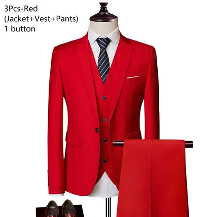Costumes formels complets Ternos pour hommes, blazers élégants, pantalons et vestes, costume de luxe, vêtements de mariage, affaires, 2 pièces, 3 ensembles