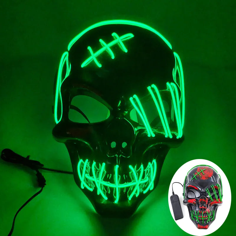 Masque de Purge d'Horreur Brcorporelle à LED, Complet au Néon, pour Cosplay, Fournitures de ixde Bar, Thème du Film d'Halloween