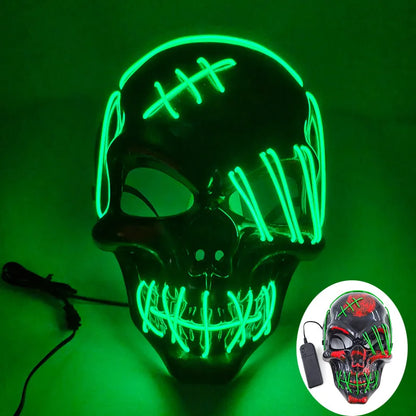 Masque de Purge d'Horreur Brcorporelle à LED, Complet au Néon, pour Cosplay, Fournitures de ixde Bar, Thème du Film d'Halloween