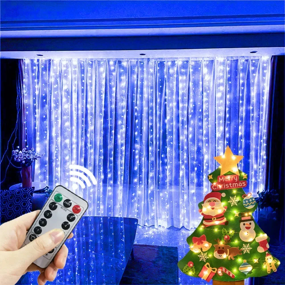 Guirlande de mariage fée lumières extérieur 8 Mode LED USB rideau lumineux chaîne fête de noël vacances décoration jardin lumière